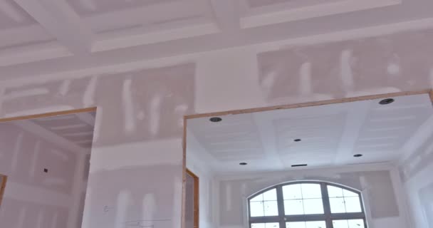 Construction New House Plastering Drywall Have Been Completed House Ready — Stock Video