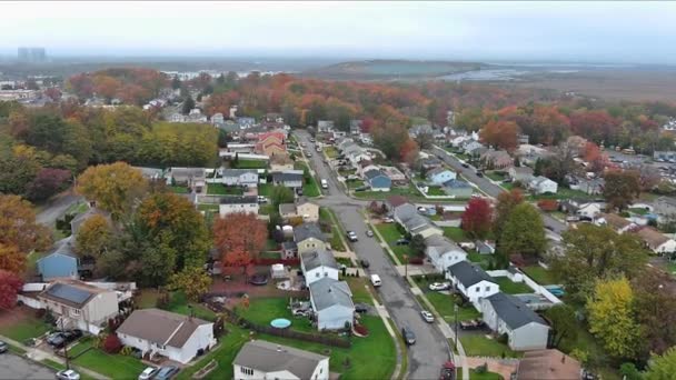 Luftaufnahme Einer Vorortsiedlung Der Stadt New Jersey Usa Schönes Einfamilienhaus — Stockvideo