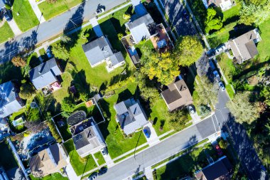 View from height small American town in state of New Jersey clipart