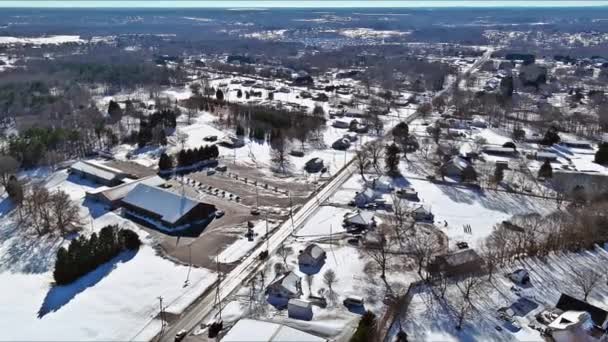 Quiet Suburban Street Small American Town Dotted Private Residences Winter — Stock Video