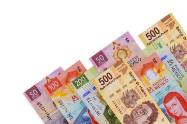 Meksika para birimi banknotları, 500, 200, 100, 50, 20 peso ulusal nakit gibi