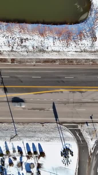 Possible Cars Drive Road Once Has Been Cleared Snow — Stock Video