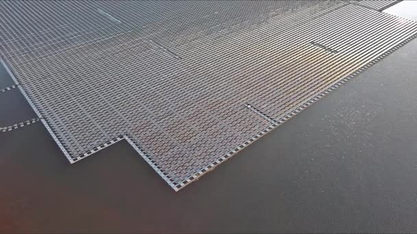 Gibt Schwimmende Sonnenkollektoren Einem Großen Wasserteich Die Zur Stromerzeugung Aus — Stockvideo