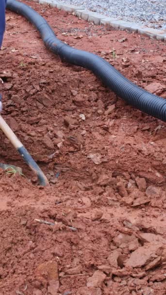 雨水を集めるために集まっている排水管は必要です バーティカルビデオ — ストック動画