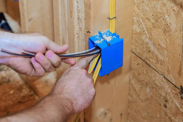 Construction New Home Electrical Box Wiring Installed Stock Picture