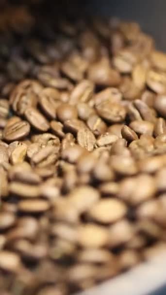 Pieczone Ziarna Kawy Schłodzone Jest Mieszany Prażeniu Specjalnych Ostrzy Wymieszać — Wideo stockowe