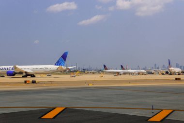 14 Haziran 2024, ABD Haber Ajansı. Newark Liberty Uluslararası Havalimanı EWR, New Jersey, ABD, United Airlines Boeing 787-10 uçaklarının evidir.