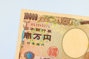 Japon banknotları nakit para banknotları Nippon ginko ulusal banka ön görünümü tarafından yayınlanan on bin yen