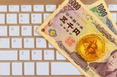 Japon yenine yatırım yapmak için blockchain teknolojisini kullanan bitcoin dijital para cüzdanı.