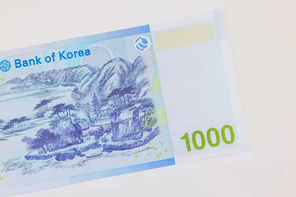 stock image New banknotes 1000 Won issued by National Bank of Korea in South Korea rear view