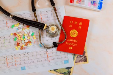 There is high price for medicine healthcare at Japan, which why you must have Japan passport in Japanese yen, as cost of medicine is quite high clipart