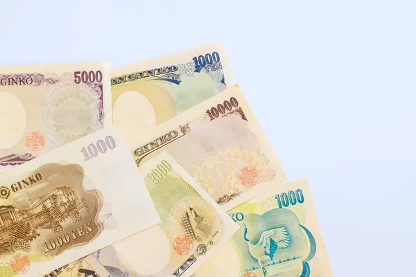 stock image There are various denominations of Japanese yen banknotes issued by Nippon Ginko Japan National Bank.