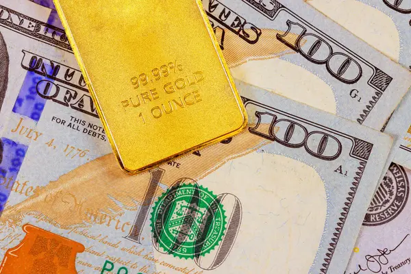 stock image Investment American dollars in gold bars is method saving money during times of inflation, devaluation