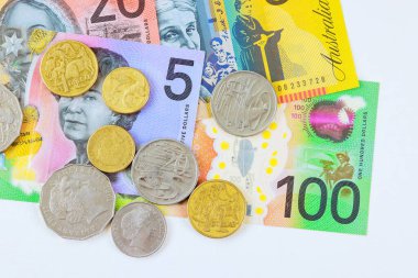 Avustralya ulusal bankaları nakit banknotları AUD Avustralya doları, sikkeler ile banknotlar