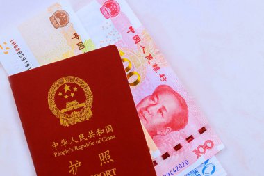 Çin Cumhuriyeti pasaportu Çin nakit para birimi yuan nakit para farklı nominal banknotlar