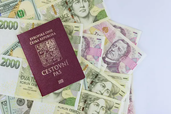 stock image When citizens Czech experiences inflation, it invests its savings by purchasing dollars in United States with is Czech Republic passport