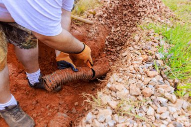 Replace underground storm sewers in trench Groundwater system for storm drain systems after damaged clipart