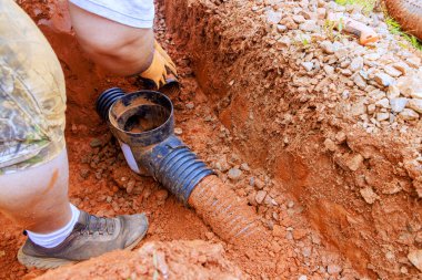 Underground storm sewer pipe needs to be replaced because it is damaged cannot collect rainwater clipart