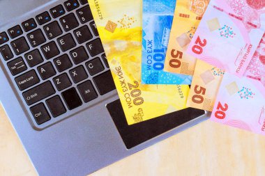 Kırgızistan parası klavye üzerinden çevrimiçi ödemeye çeşitli banknotlar