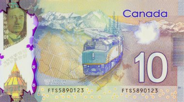 Kanada Bankası 10 dolarlık polimer banknotlar arka görünümü tarafından yayınlandı