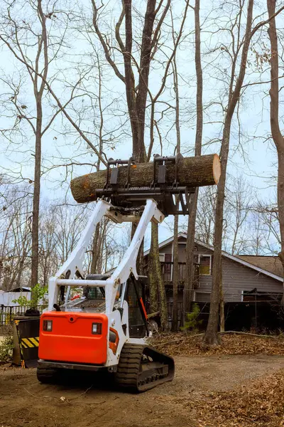 Ormanlık yerleşim yerlerindeki büyük ağaç kütüklerini taşımak için ekipman kullanılır.
