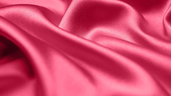 Viva Megantaトーン赤マゼンタ生地アトラス 縫製のためのピンクシルクサテンのテクスチャを閉じます 背景の壁紙 ねじれ布 2023年のトレンドカラー ファッションカラーパターン — ストック写真