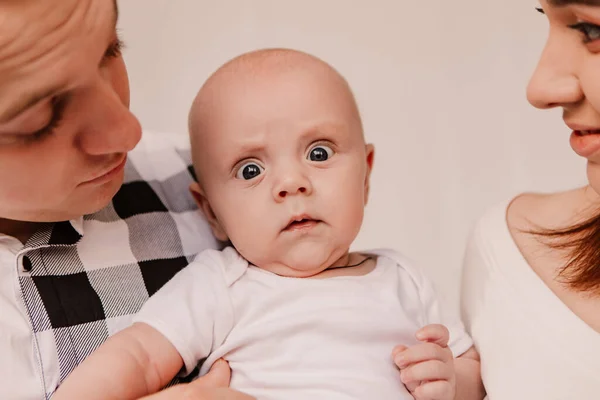 Little Boy Pop Eyed Surprised Cute Child Baby Playing Parents — Foto de Stock