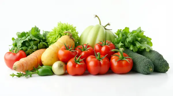 verse groenten op een witte achtergrond. horizontale foto.