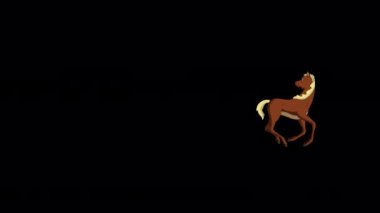 Kahverengi taylar dörtnala koşar. El yapımı animasyon 4K görüntüleri alfa kanalında izole edildi
