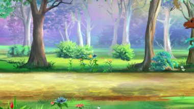 Kahverengi Tay güneşli bir günde parkta yürüyor. El yapımı animasyon 4K görüntü, hareket grafikleri