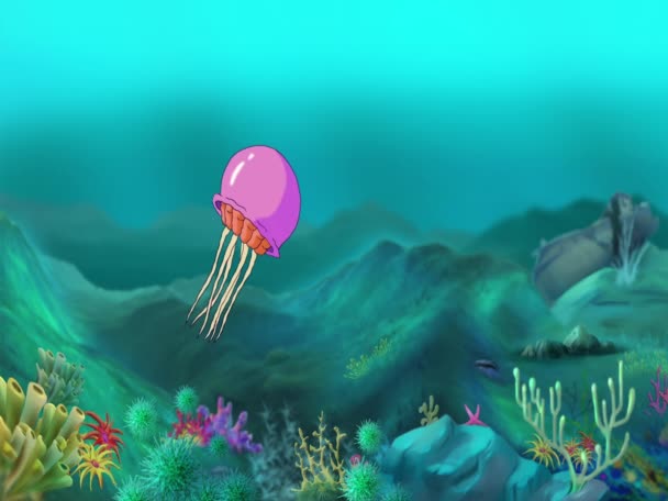 Różowa Meduza Pływa Pod Wodą Ręcznie Robione Animowane Filmy Pętli — Wideo stockowe
