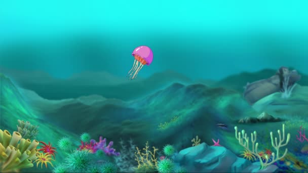 Różowa Meduza Pływa Pod Wodą Ręcznie Robiony Animowany Zapętlony Materiał — Wideo stockowe