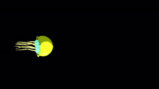 Yellow Jellyfish Swims Handmade Animated Looped Footage Isolated Alpha Channel — Stock Video