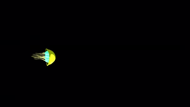 Medusas Amarelas Nadam Artesanal Animado Looped Imagens Isoladas Canal Alfa — Vídeo de Stock