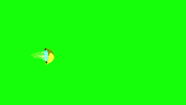 黄色水母游动着色键4K 手工制作的动画环路4K画面隔离在绿色屏幕上 — 图库视频影像