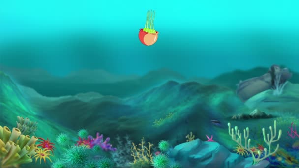 Bunte Quallen Schwimmen Unter Wasser Handgemachtes Animiertes Videomaterial — Stockvideo