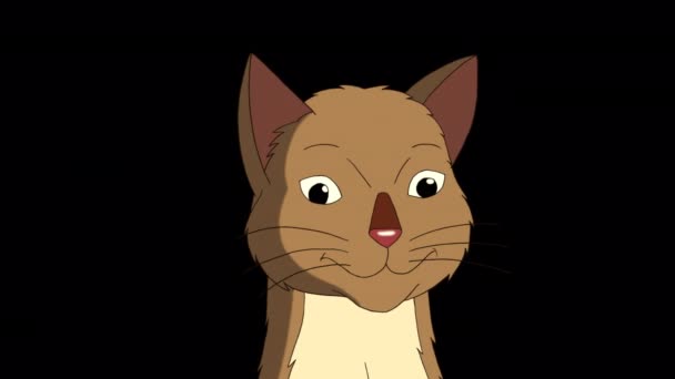 Red Tabby Cat Meows Close Handmade Animated Looped Footage Isolated — Stock Video