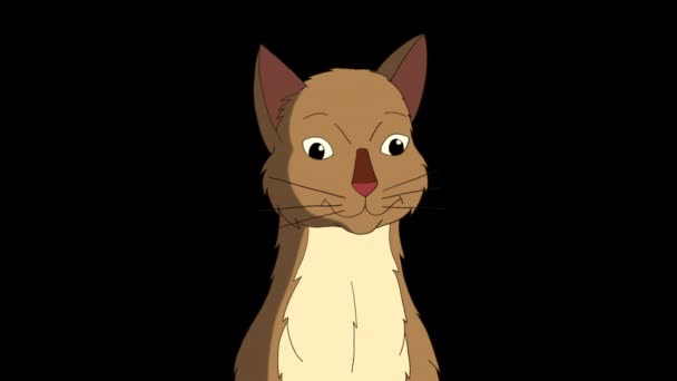 Red Tabby Cat Mňouká Ručně Animované Smyčkové Záběry Izolované Alfa — Stock video