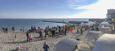 Odessa, Ukraine 02.01.2023. Restaurant right on the Kiwi beach in Odessa, Ukraine, on a sunny winter day