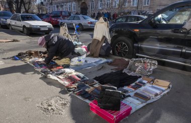 Odessa, Ukraine 21.01.2023. Sunny winter day at the big flea market in Odessa, Ukraine