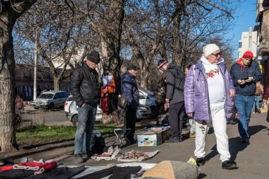 Odessa, Ukraine 21.01.2023. Sunny winter day at the big flea market in Odessa, Ukraine