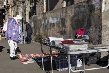 Odessa, Ukraine 21.01.2023. Sunny winter day at the big flea market in Odessa, Ukraine