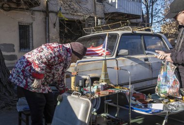 Odessa, Ukraine 21.01.2023. Sunny winter day at the big flea market in Odessa, Ukraine