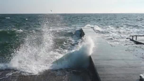 Odessa Ukraine 2023 Coast Stormy Black Sea Lanzheron Beach Odessa — Stok video