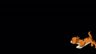Red tabby kitten plays with a butterfly. Handmade animated looped HD footage isolated on alpha channel