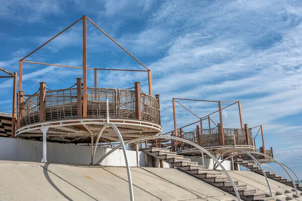 Odessa, Ukraine 18.02.2023. Fontanka beach and promenade in Odessa, Ukraine, on a sunny winter day