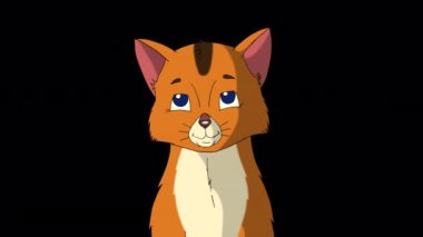 Küçük kırmızı tekir kedicik miyavlıyor. Alfa kanalında el yapımı 4K görüntüler izole edildi