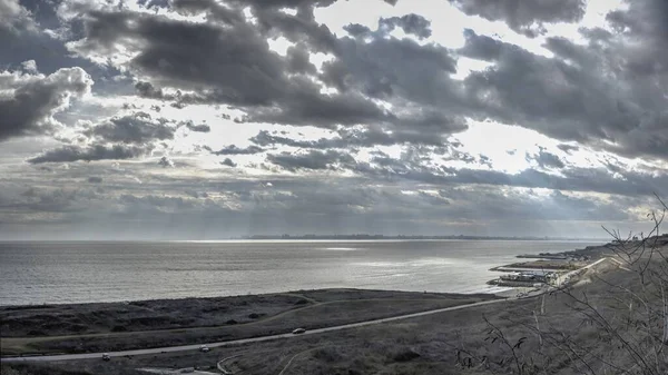 Odessa Ukraina 2023 Awan Suram Langit Atas Laut Lepas Pantai — Stok Foto
