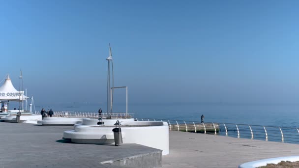 Odessa Ukrayna 2023 Karadeniz Kıyısında Odessa Ukrayna Daki Lanzheron Plajında — Stok video