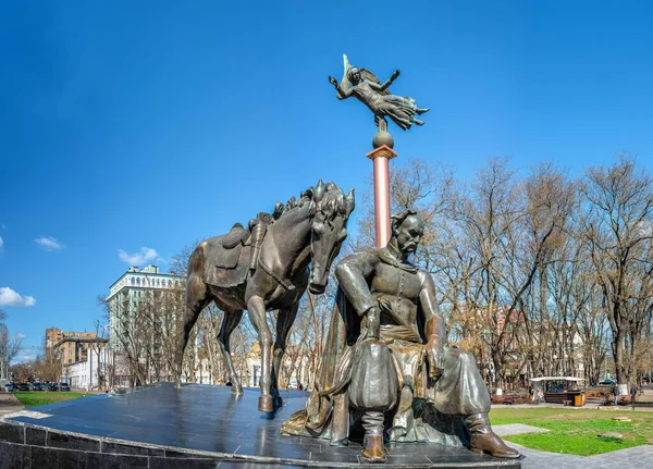 Одесса Украина 2023 Памятник Атаману Головатому Старобазарной Площади Одессе Украина — стоковое фото